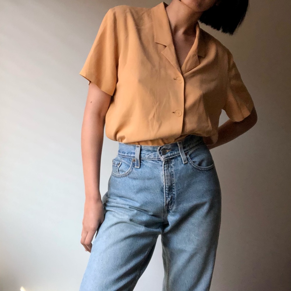 Orange Silk Button Down - Picture 3 of 6